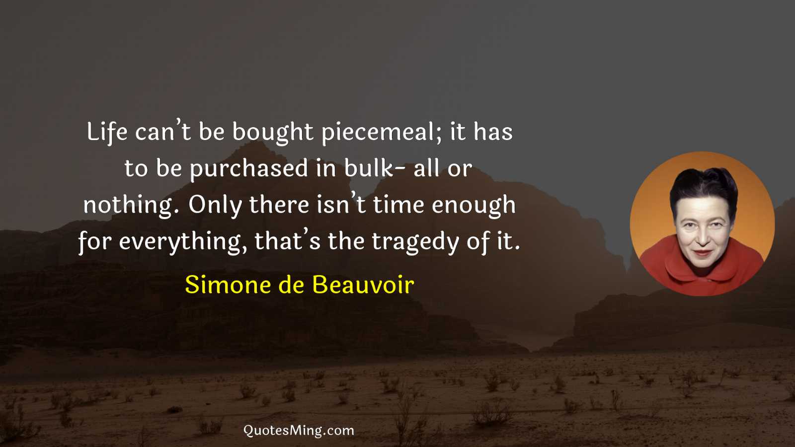 Life can’t be bought piecemeal; it has to be purchased