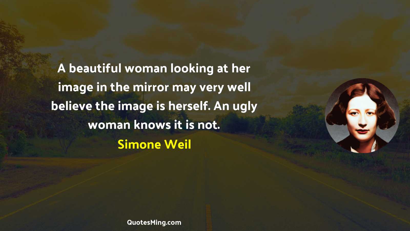 A beautiful woman looking at her image in the mirror