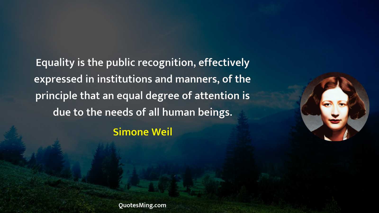 Equality is the public recognition effectively expressed in institutions and