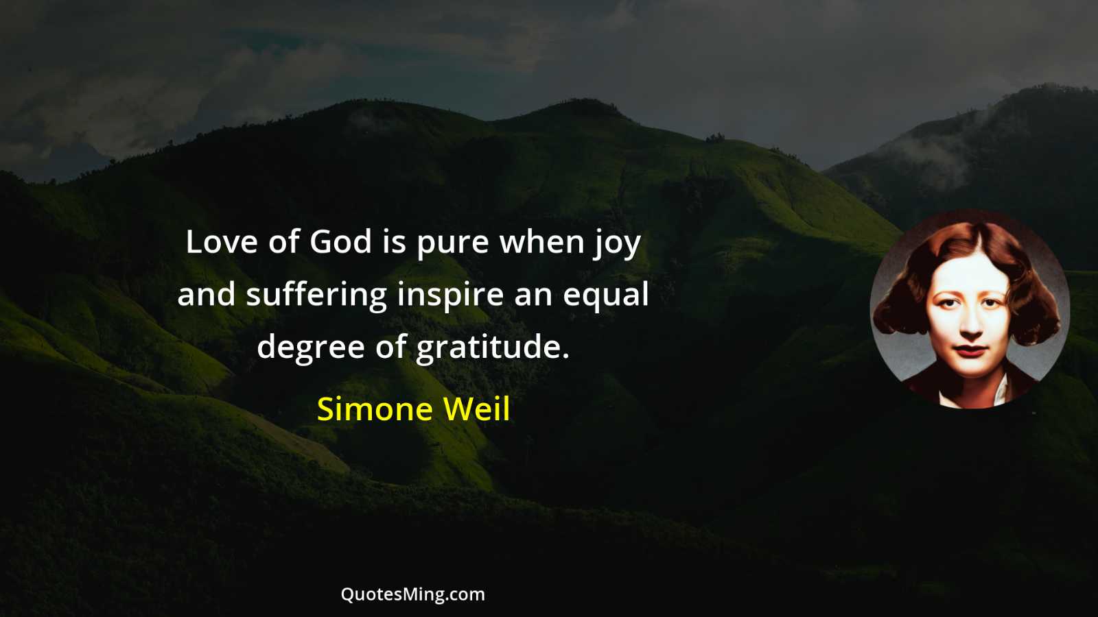 Love of God is pure when joy and suffering inspire