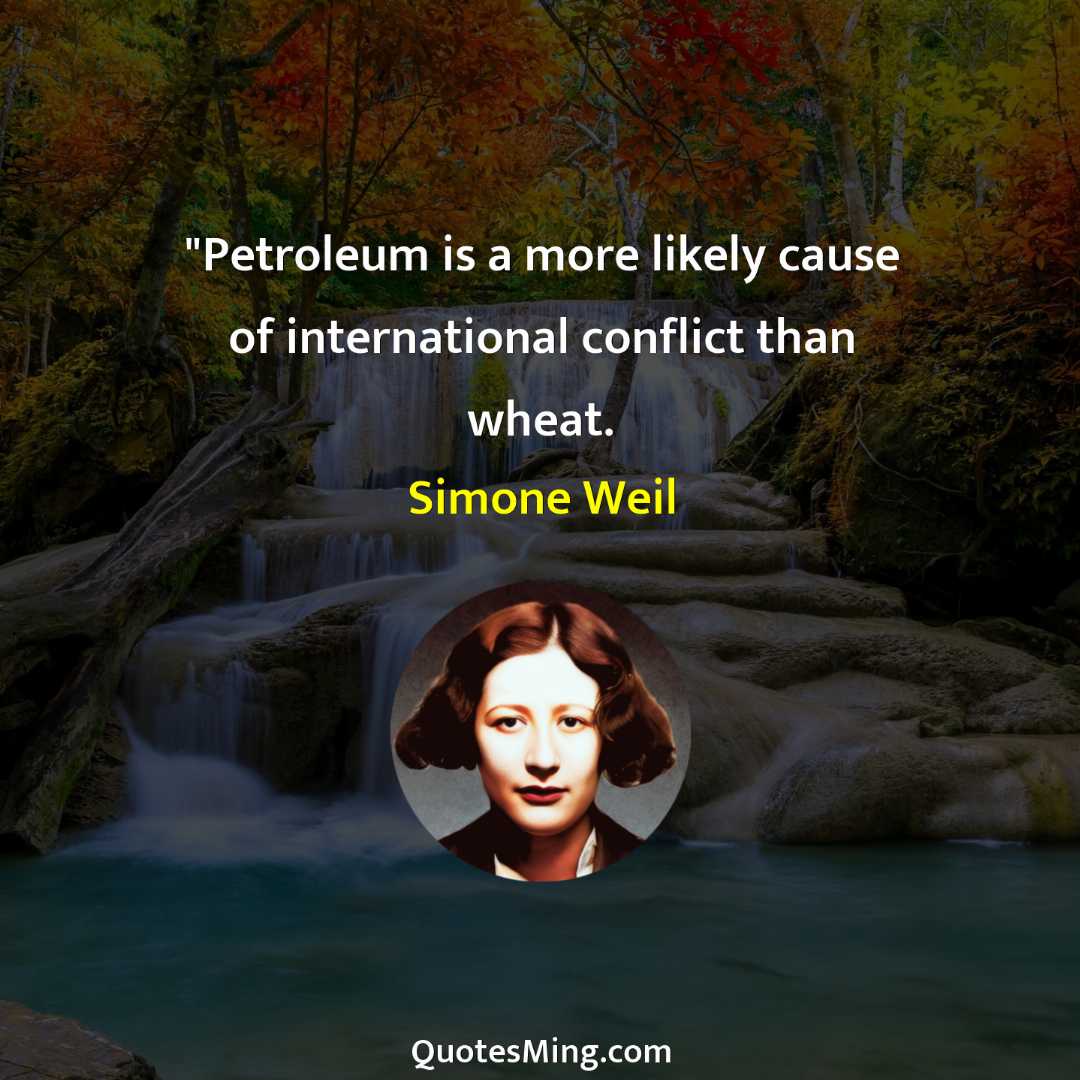 "Petroleum is a more likely cause of international conflict than