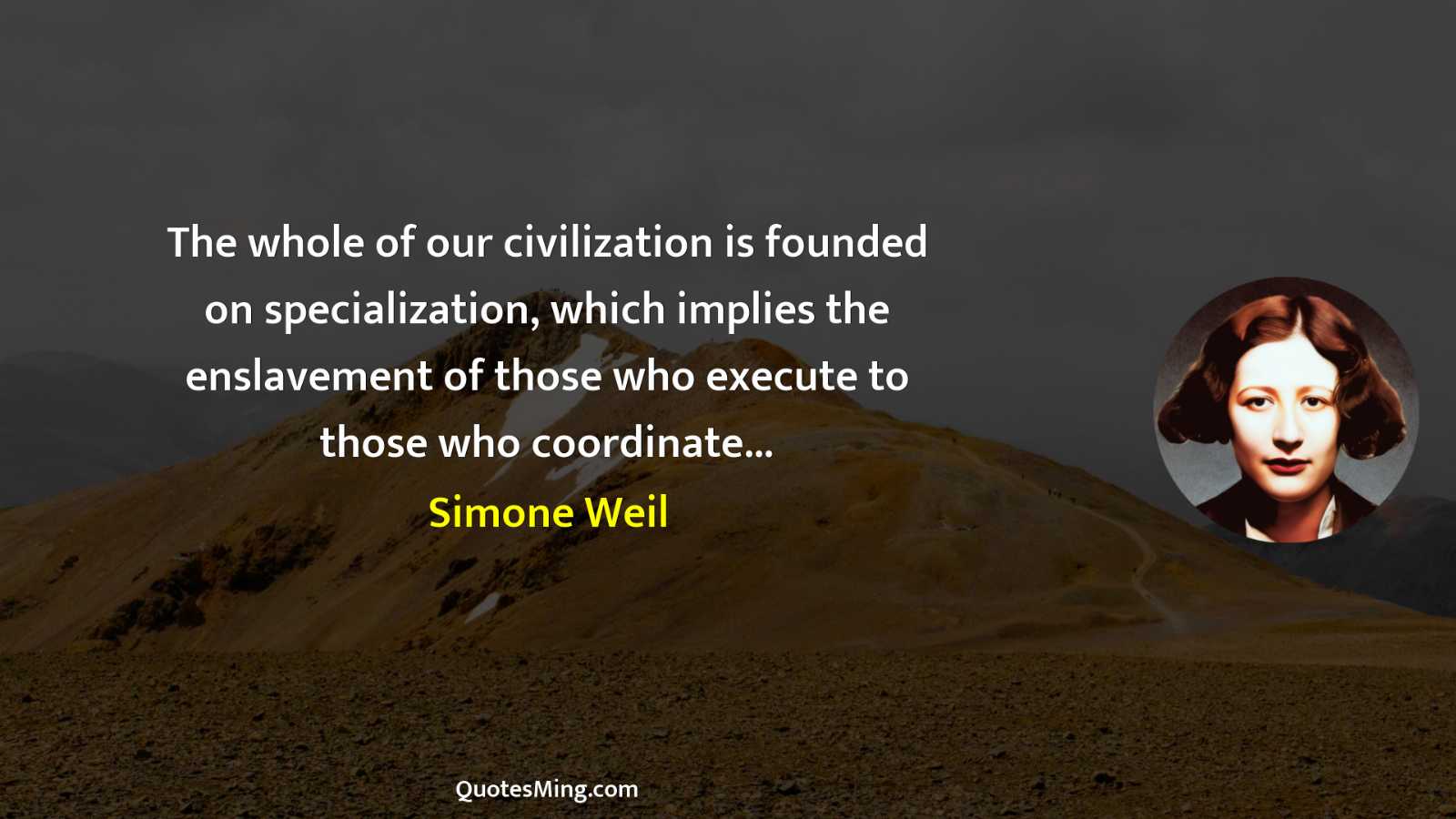 The whole of our civilization is founded on specialization which