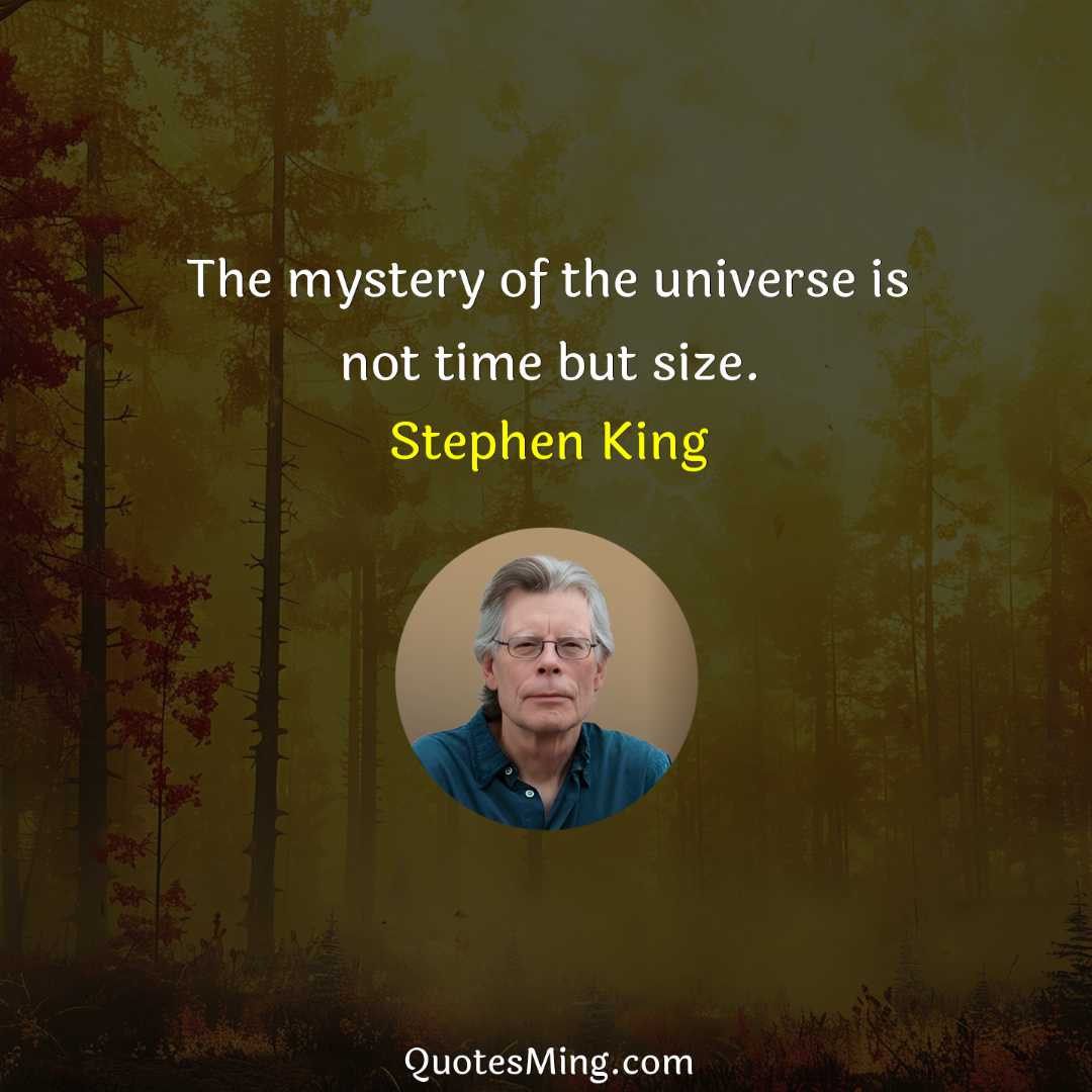 The mystery of the universe is not time but size