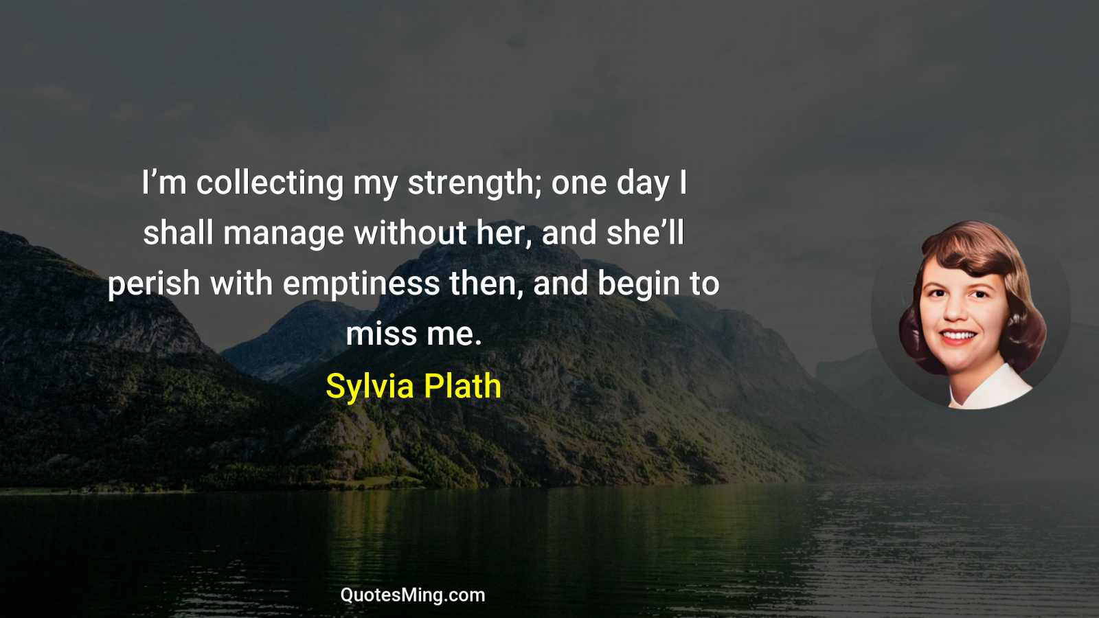 I’m collecting my strength; one day I shall manage without