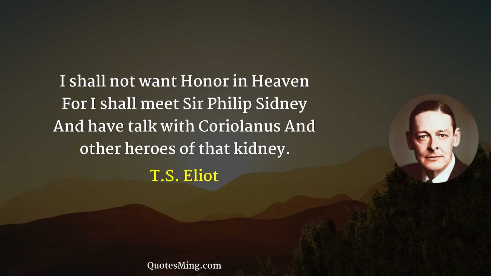 I shall not want Honor in Heaven For I shall