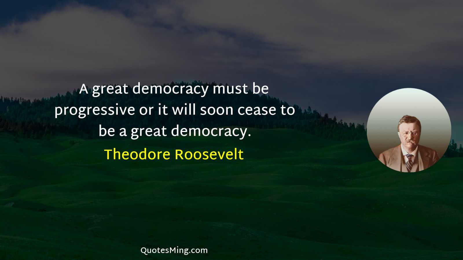 A great democracy must be progressive or it will soon