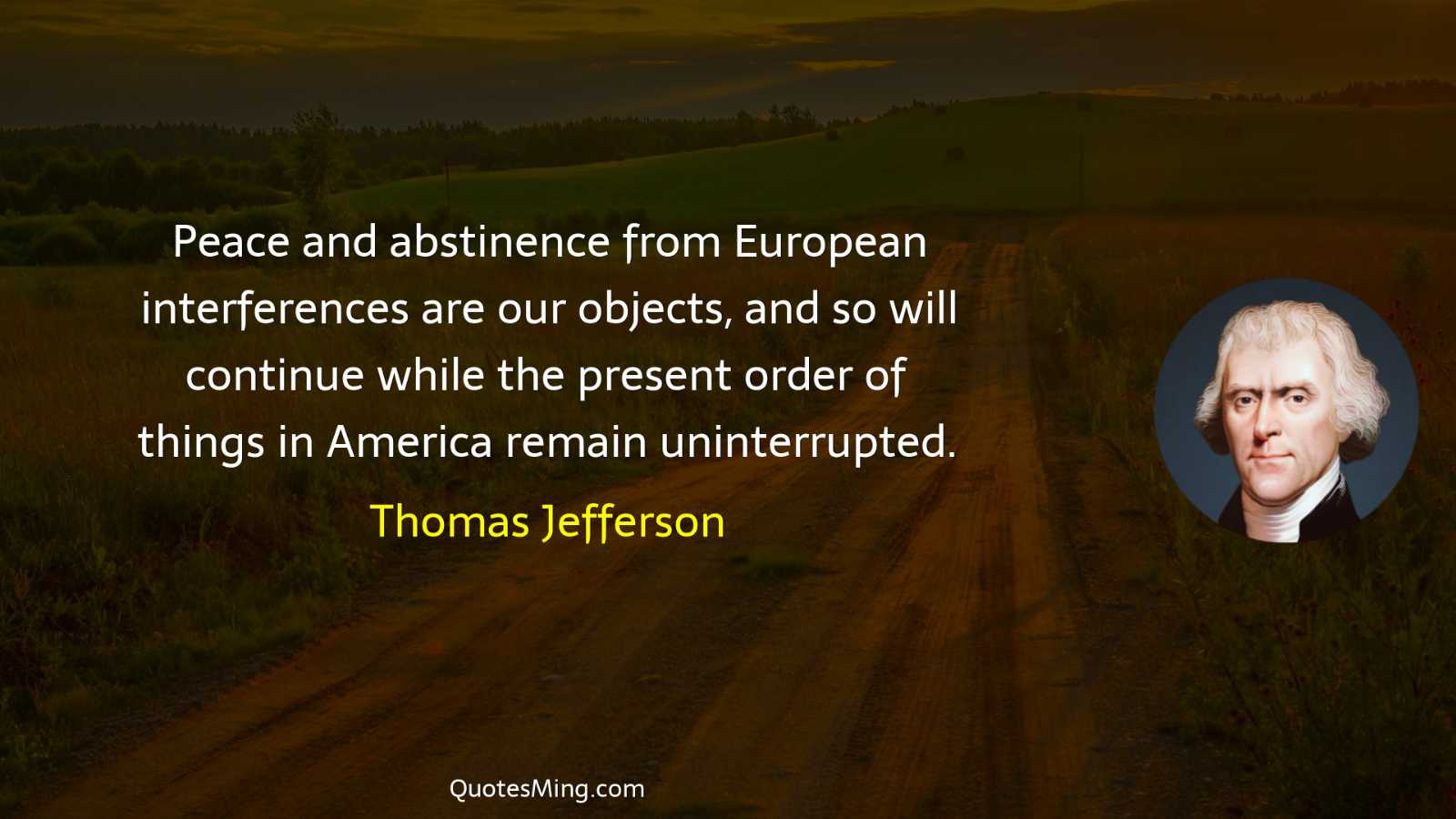 Peace and abstinence from European interferences are our objects and