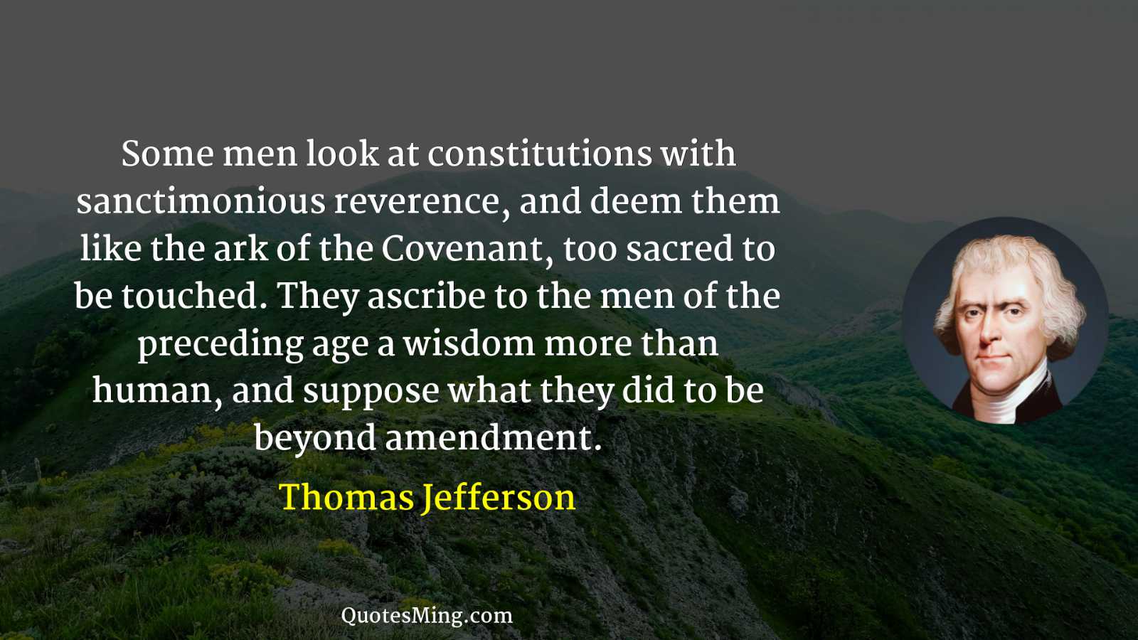 Some men look at constitutions with sanctimonious reverence and deem