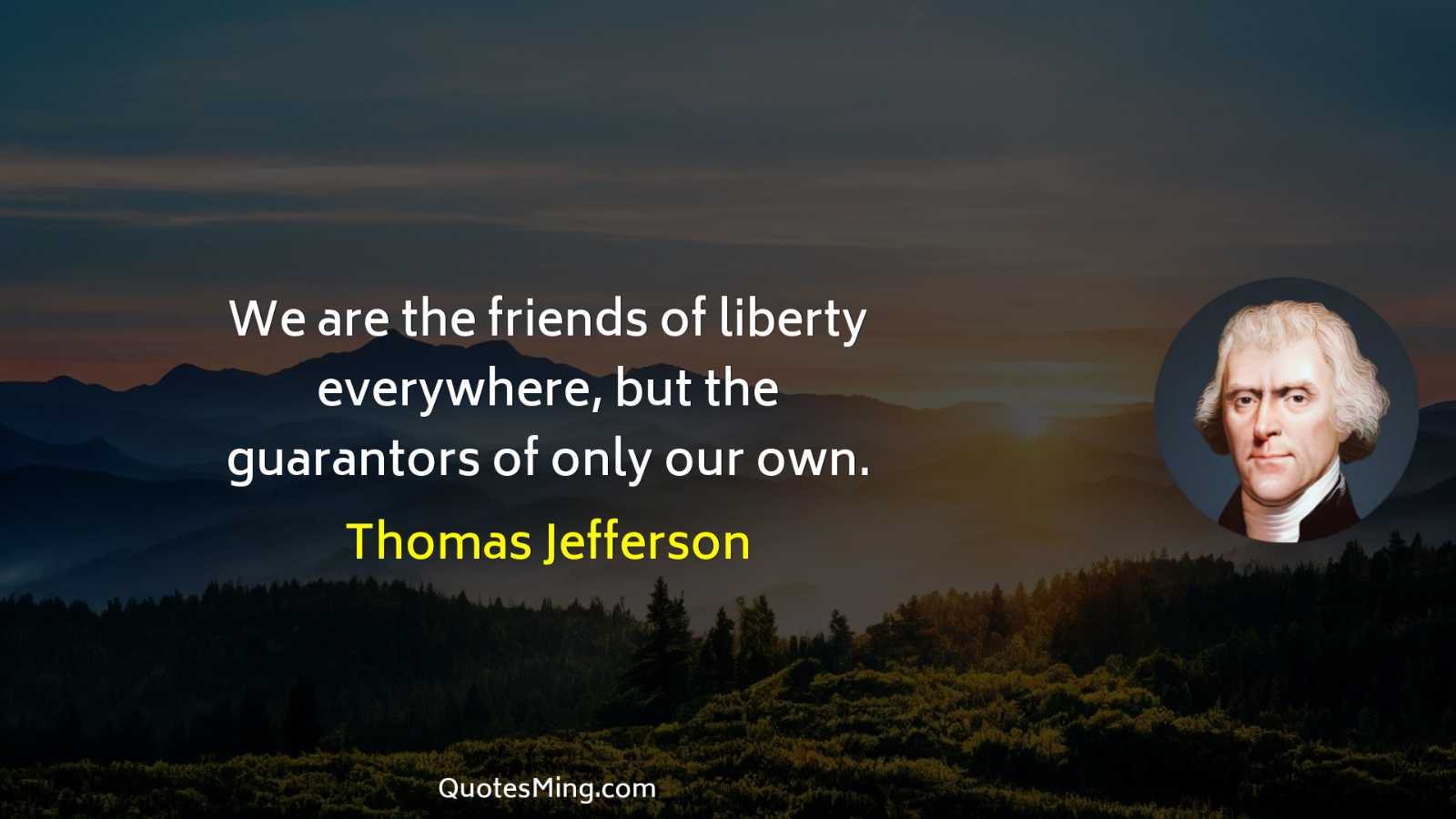 We are the friends of liberty everywhere but the guarantors