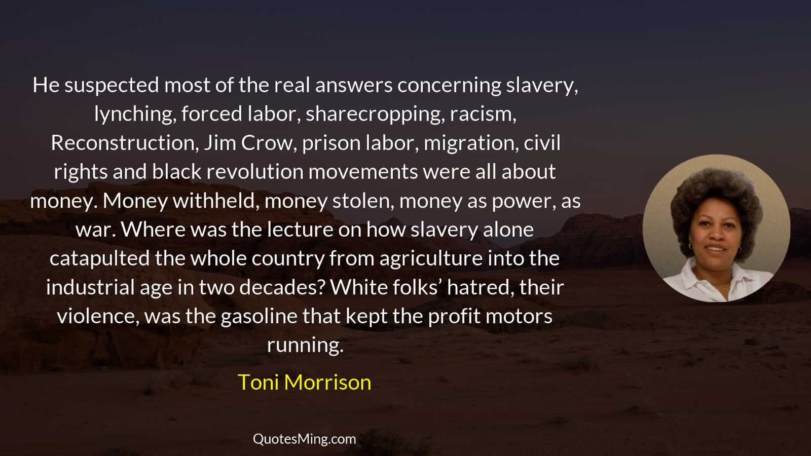 He suspected most of the real answers concerning slavery lynching