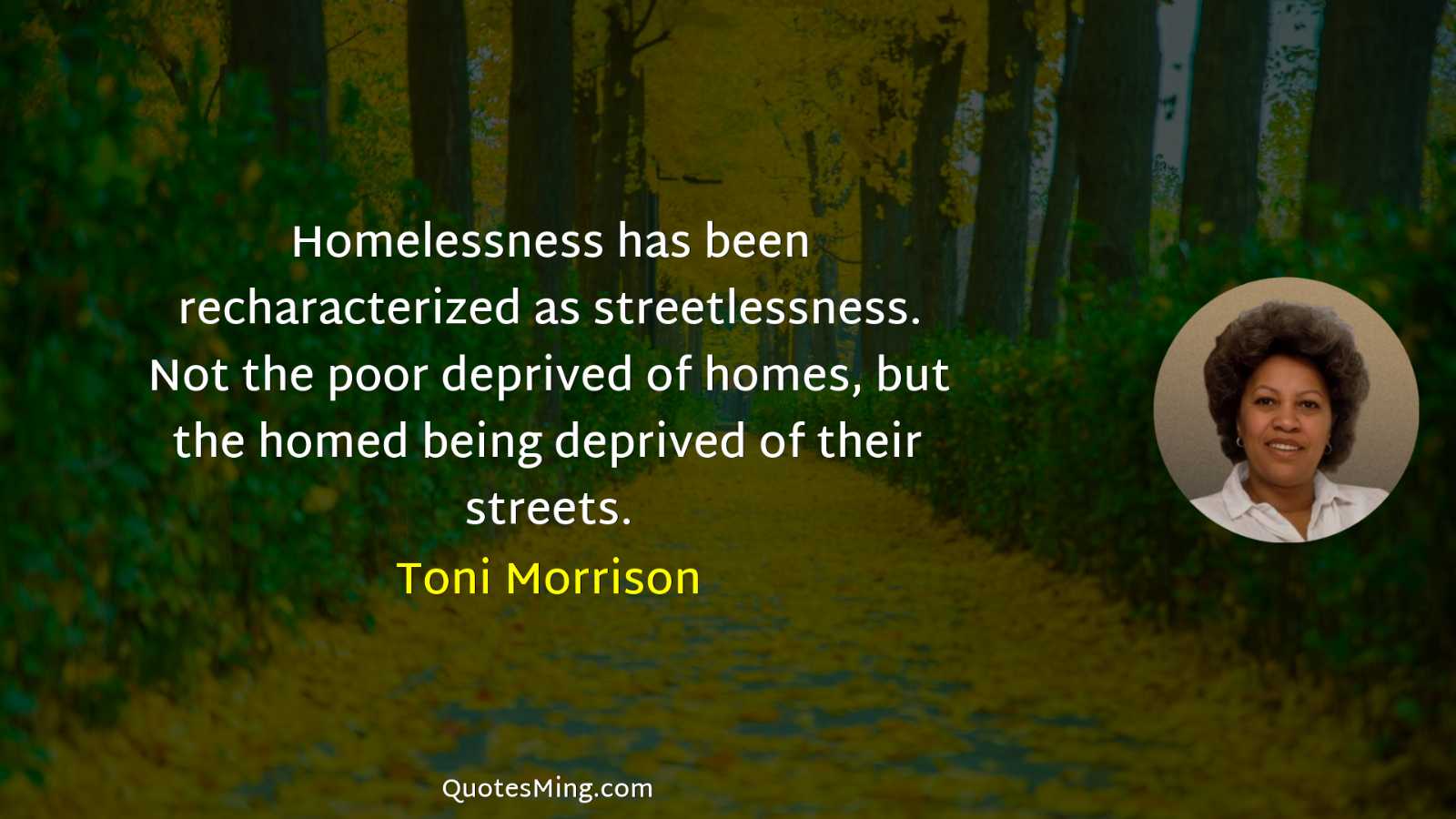 Homelessness has been recharacterized as streetlessness Not the poor deprived