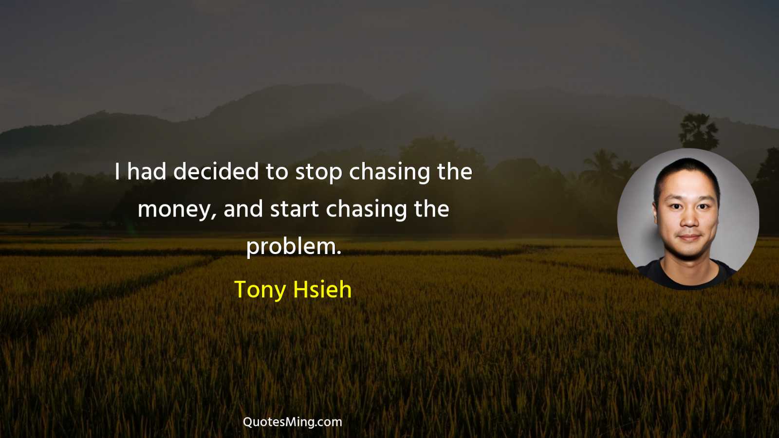 I had decided to stop chasing the money and start