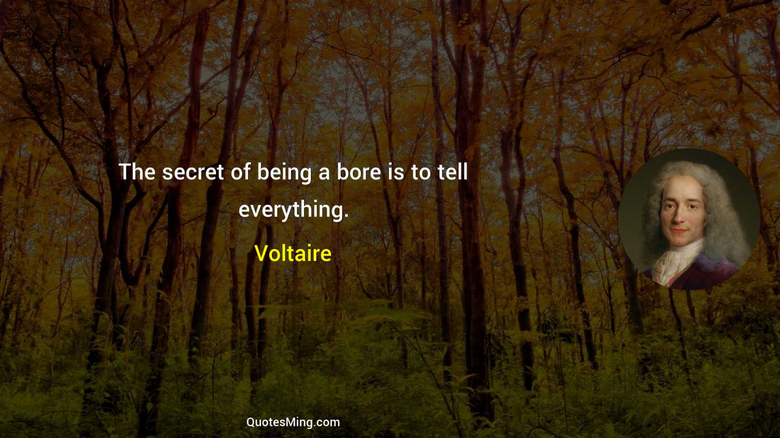 The secret of being a bore is to tell everything