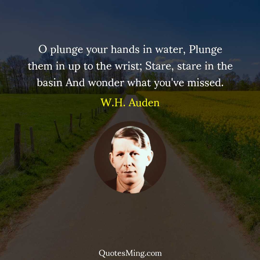 O plunge your hands in water Plunge them in up