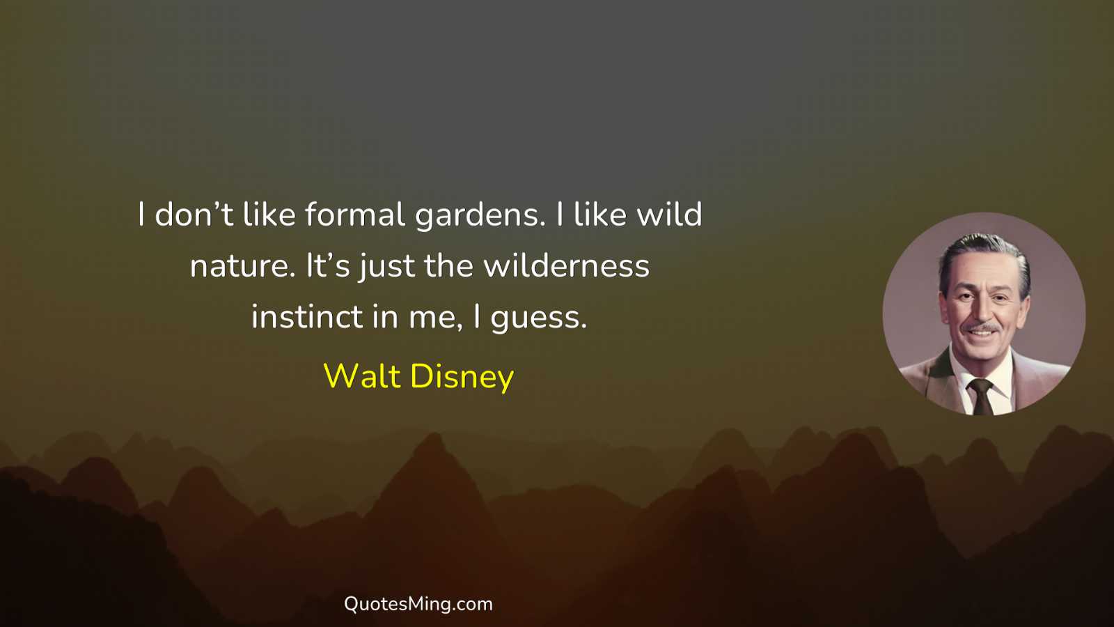 I don’t like formal gardens I like wild nature It’s