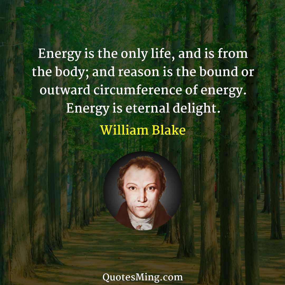 Energy is the only life and is from the body;