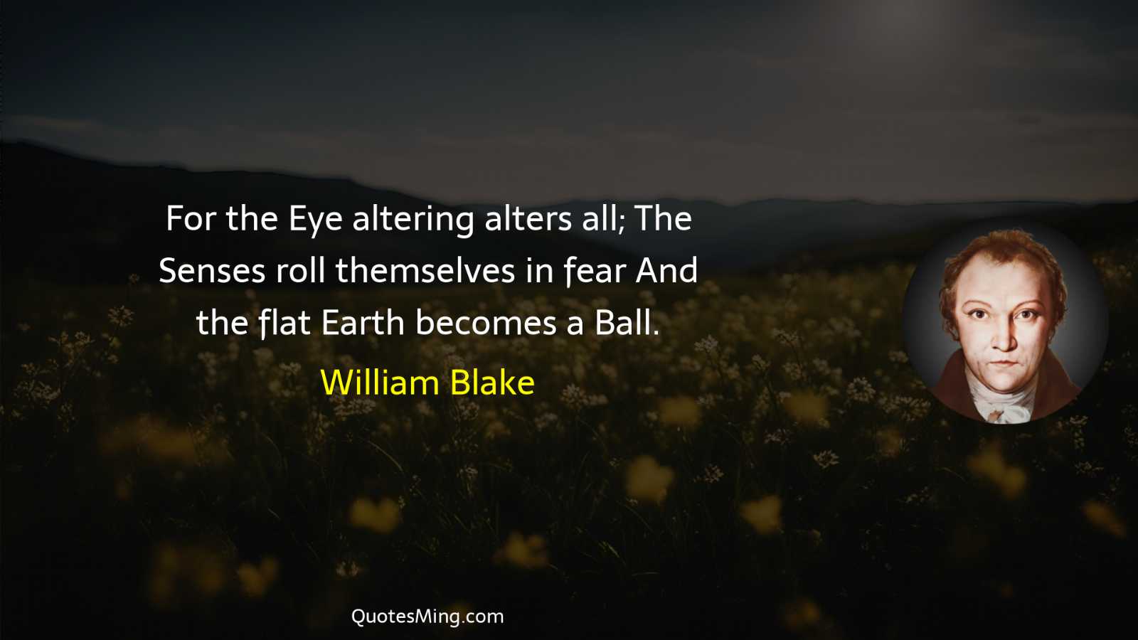 For the Eye altering alters all; The Senses roll themselves