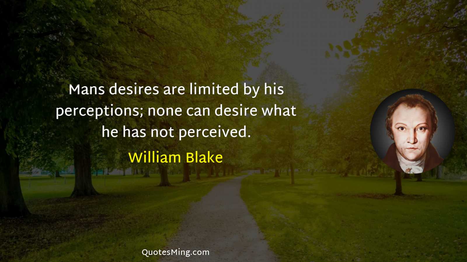 Mans desires are limited by his perceptions; none can desire