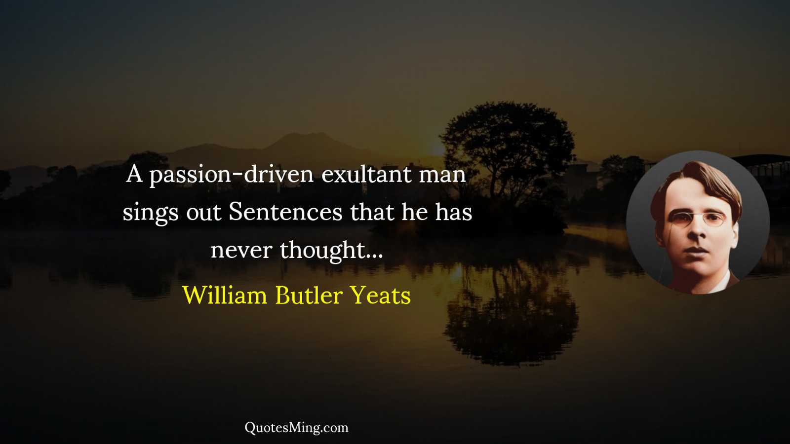 A passion-driven exultant man sings out Sentences that he has