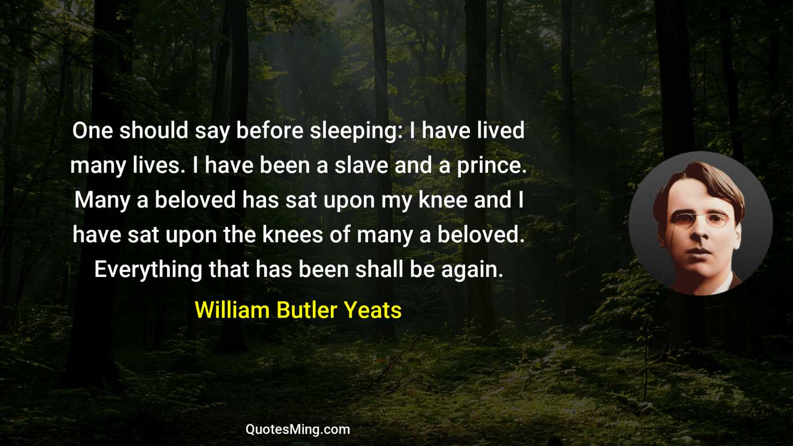 One should say before sleeping: I have lived many lives