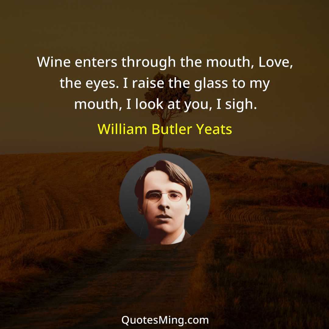 Wine enters through the mouth Love the eyes I raise