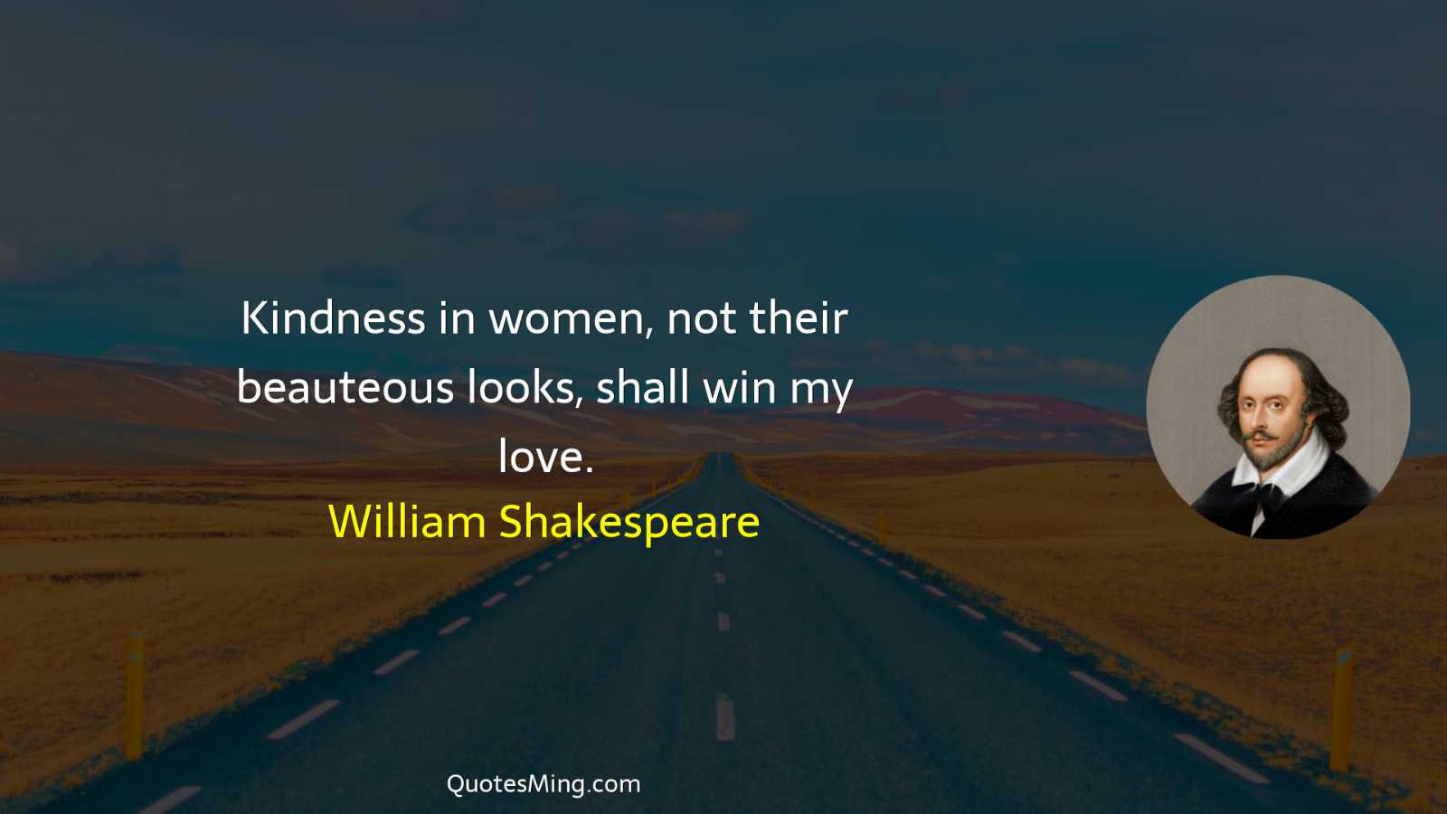 Kindness in women not their beauteous looks shall win my