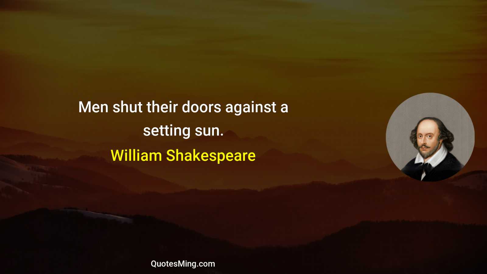 Men shut their doors against a setting sun