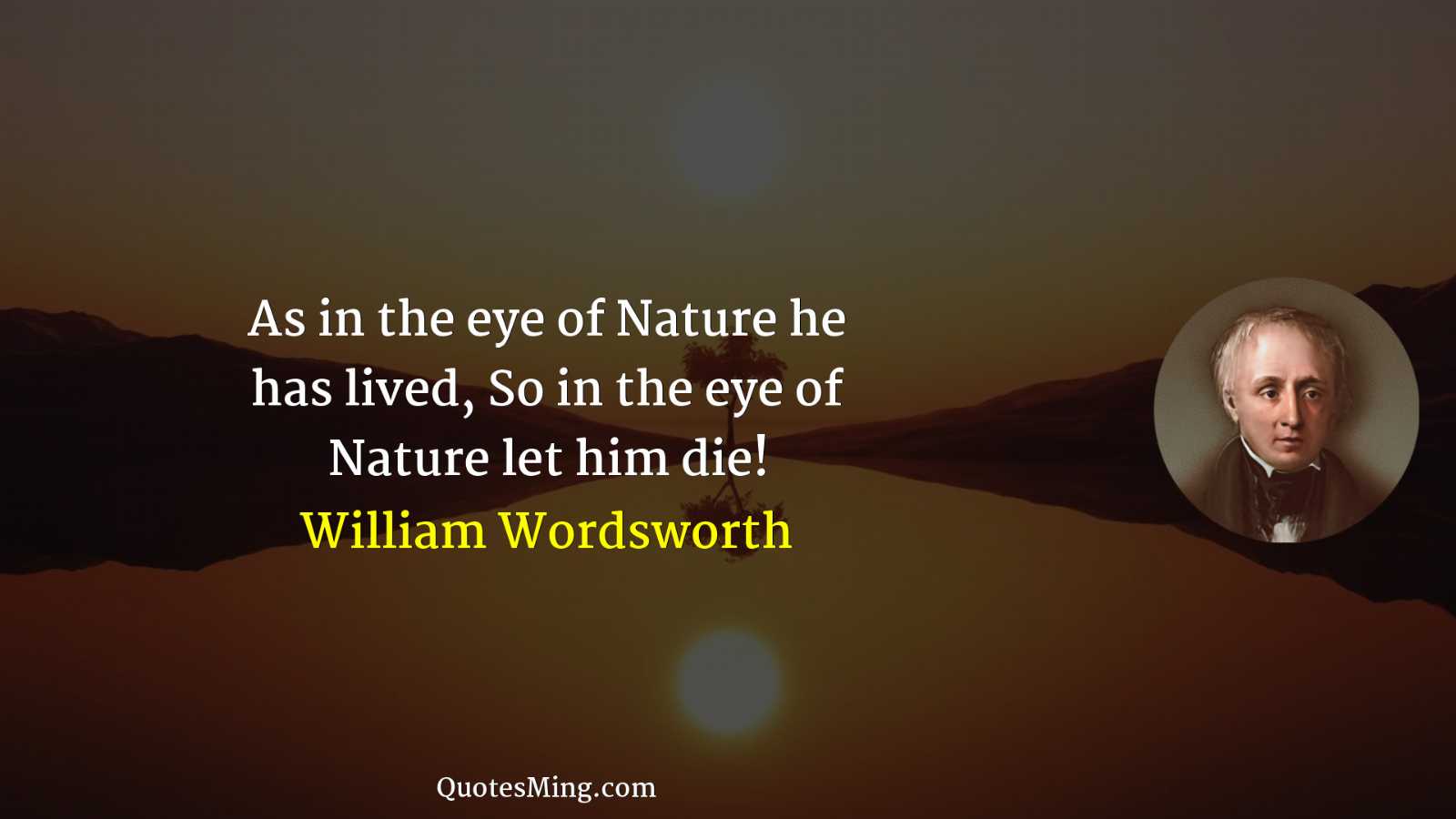 As in the eye of Nature he has lived So