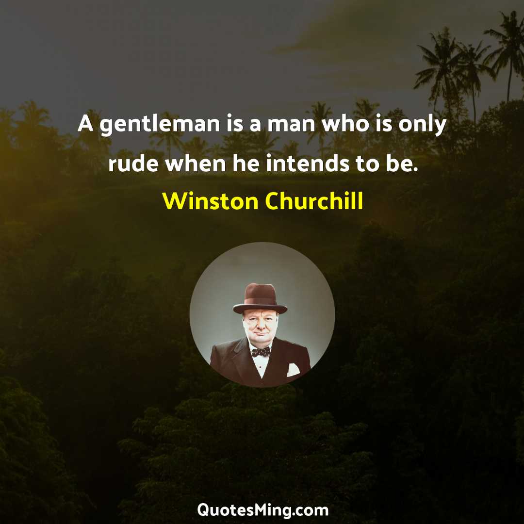 A gentleman is a man who is only rude when