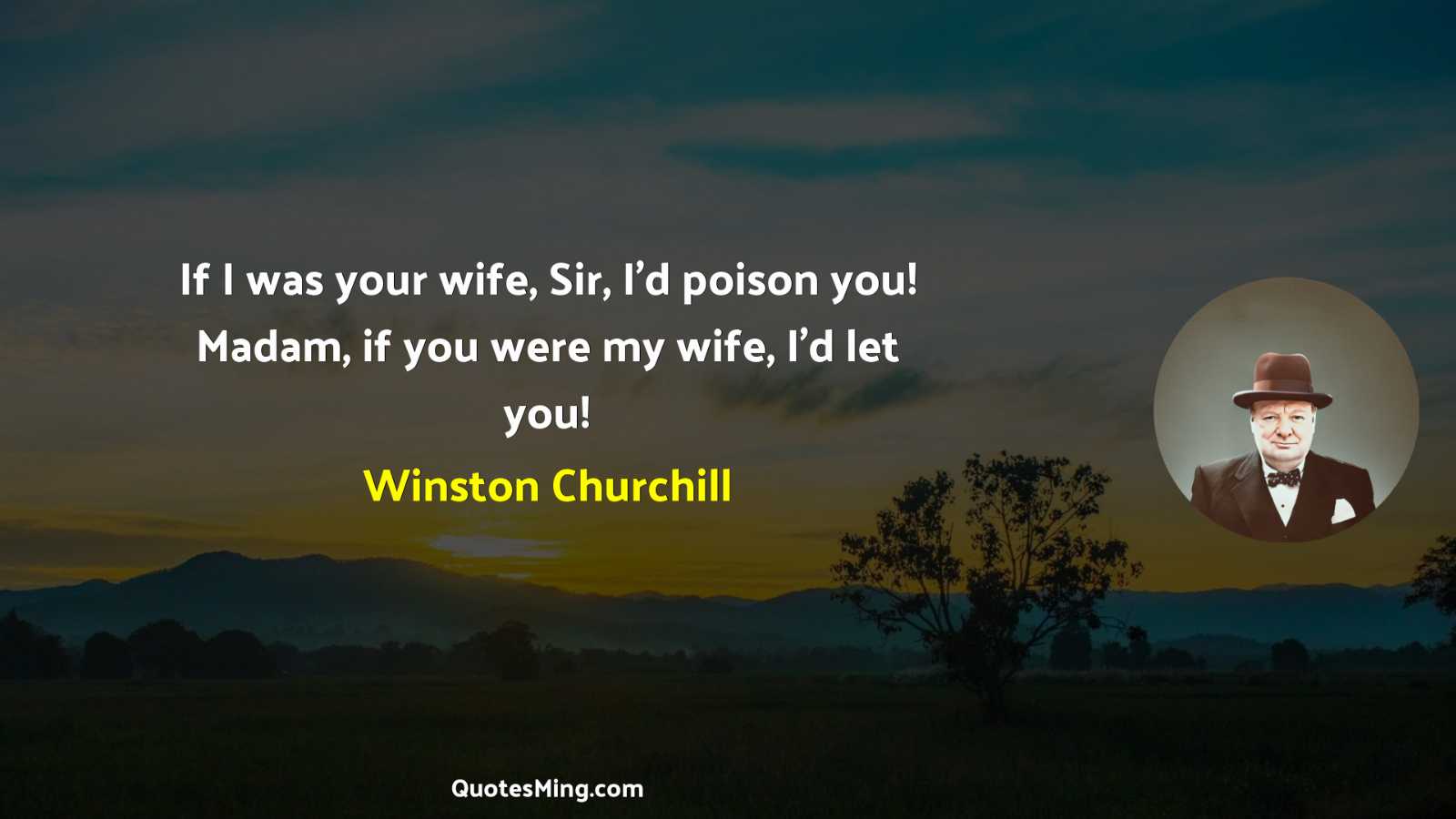 If I was your wife Sir I’d poison you Madam